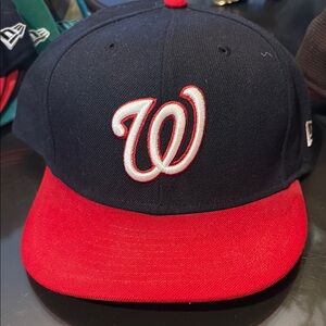 New Era Washington Nationals Hat.  Navy and Red.  Never Worn.  Fitted size 8.